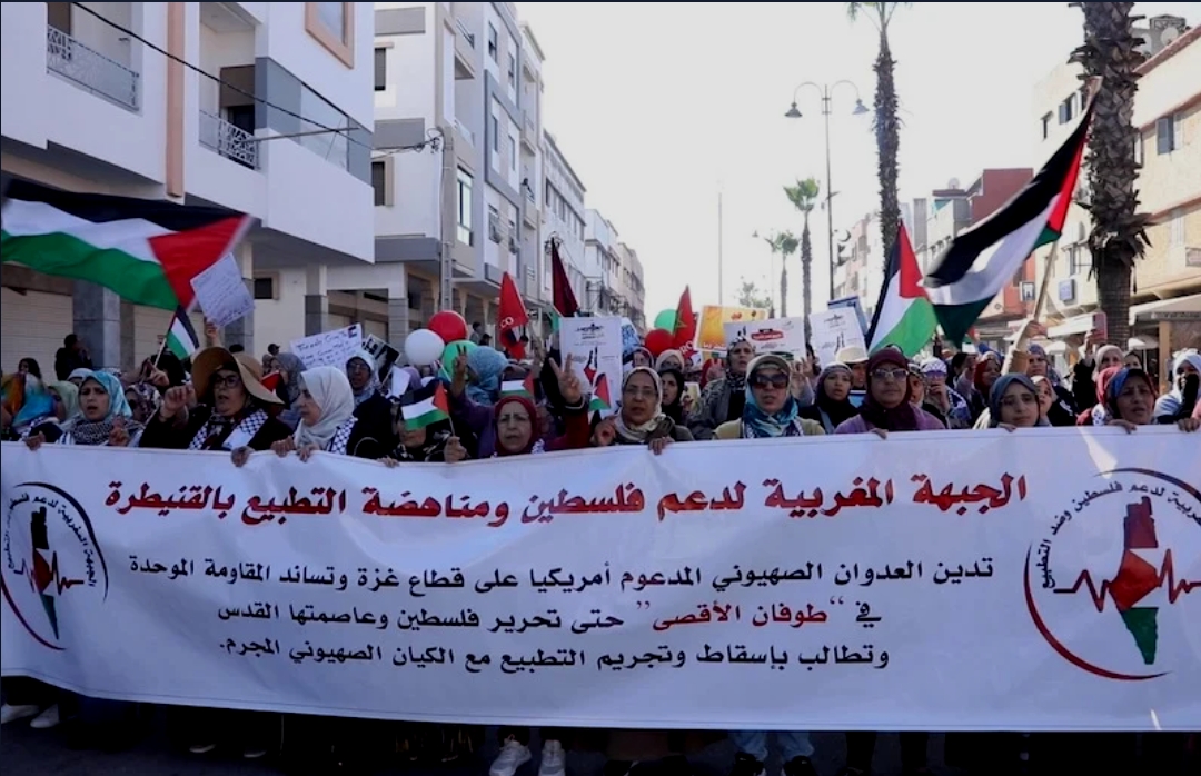 مسيرات الجبهة المغربية لدعم فلسطين تدين الجرائم الإسرائيلية في قطاع غزة